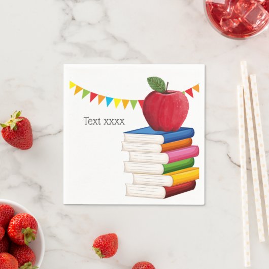 Lehrerrente , Apple, Lehrer, der sich in Rente set Serviette (Beispiel)