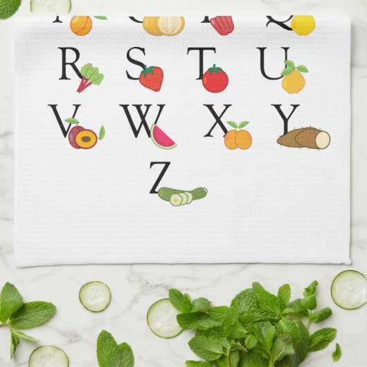 Lehrerruhestand A to Z Frucht Veg Alphabet Geschirrtuch (Gefaltet)