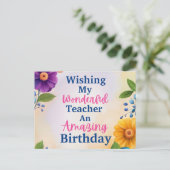 Lehrers Geburtstag Postkarte (Stehend Vorderseite)