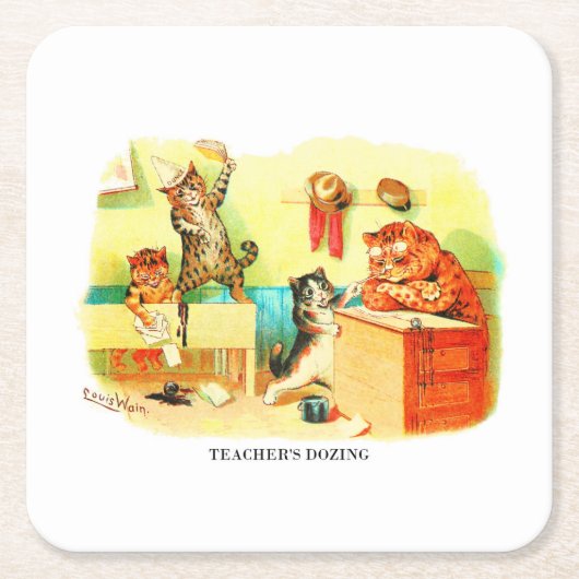 Lehrer's Napping Cats Louis Wain Untersetzer (Vorderseite)