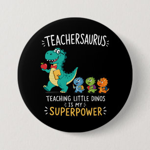 Lehrersaurus-Lehrerhumor mit kleinen Dinosauriern Button