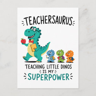 Lehrersaurus-Lehrerhumor mit kleinen Dinosauriern Postkarte