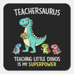 Lehrersaurus-Lehrerhumor mit kleinen Dinosauriern Quadratischer Aufkleber