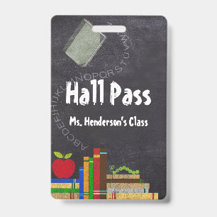 Lehrerschul-Tafel-Hall-Pass Ausweis