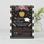 Lehrerschule Abschluss Einladung Floral (Stehend Vorderseite)