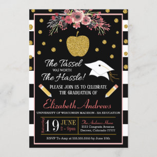 Lehrerschule Abschluss Einladung Floral