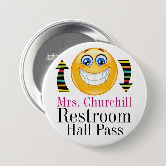 LehrerschulRestroom Pass Button (Vorne & Hinten)