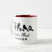 Lehrerspatzen-Silhouetteniederlassung der Welt Zweifarbige Tasse (Vorderseite Links)