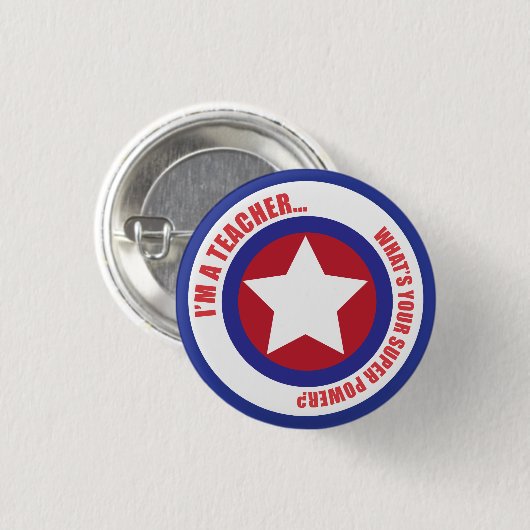 Lehrersuperhero-Button Button (Vorne & Hinten)