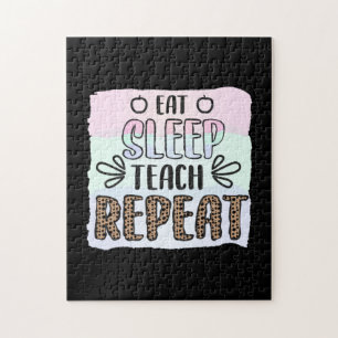 Lehrertag Eat Sleep Unterricht Wiederholen Puzzle