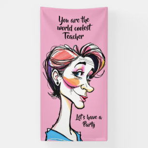 Lehrertag Karte - Lustige Karikatur 1 + Text Banner