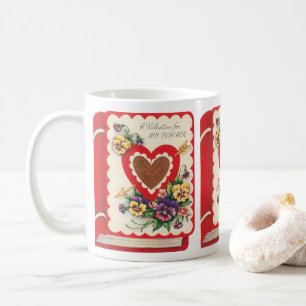 Lehrervalentine, Vintage-Buch Herzen und Blumen Kaffeetasse