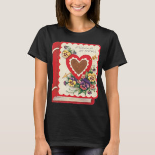 Lehrervalentinsgruß, Vintage-Buch Herzen und Blume T-Shirt