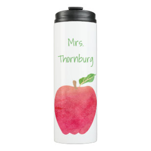 Lehrerwatercolor-Apple-personalisiertes hübsches Thermosbecher