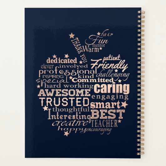 Lehrerwertgeschenk Glitzer Planer (Rückseite)