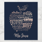 Lehrerwertgeschenk Gold Glitzer Apfel Weinetikett (Einzelnes Label)