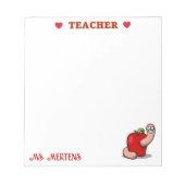 Lehrerwertungs-Wurm in Apple Add Name Notizblock (Vorderseite)