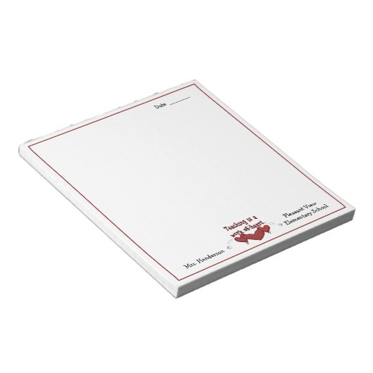 Lehrerwertungsherzen Notizblock (angewinkelt)