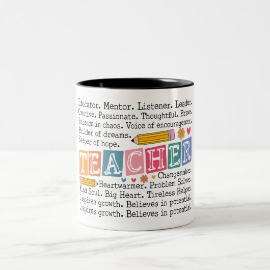 Lehrerworte Zweifarbige Tasse (Mittel)