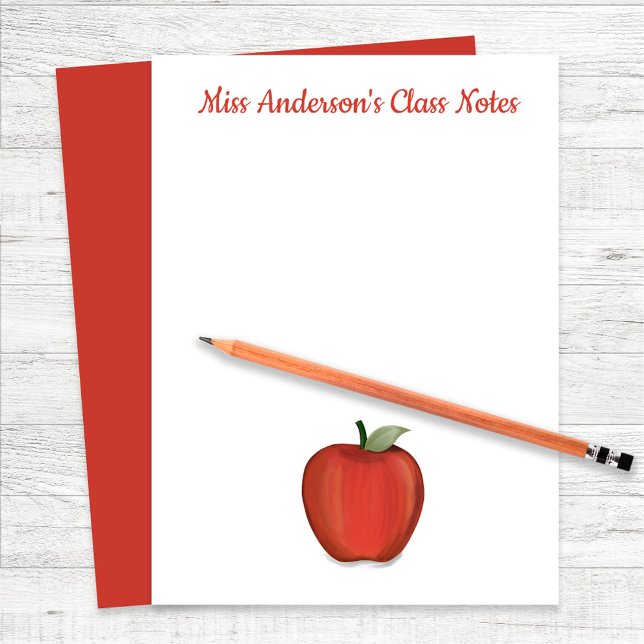 Lehrerzimmer Niedlich Personalisiert Briefbogen (Red apple custom teacher paper sheets. Perfect for any classroom.)