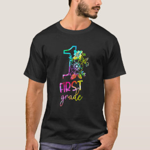 Lehrkraft der 1. Klasse Schüler Tie-Dye-Blume Erst T-Shirt