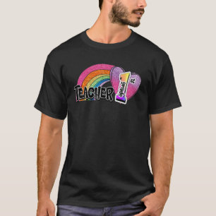 Lehrkraft der 1. Klasse Tie-Dye-Regenbogen Erster T-Shirt