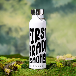 Lehrkraft der ersten Klasse Minimalistischer Text Trinkflasche