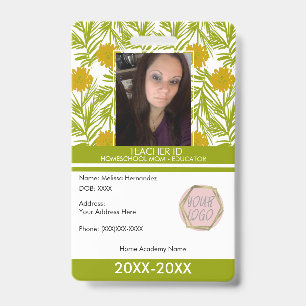 Lehrkraft Homeschooling Schule Mutter ID Florals Ausweis
