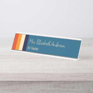 Lehrkraft Name Berufsbezeichnung Blau Orange Bisqu Schreibtischnamensplakette