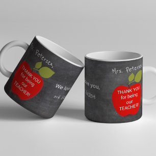 Lehrkraft Name   Rote Apfel Tafel danke Kaffeetasse