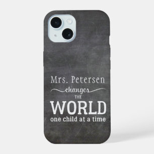 Lehrkraft Name Typography Zitat schwarz und weiß iPhone 15 Hülle