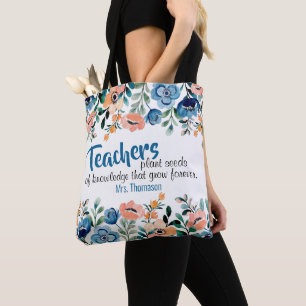 Lehrkräfte Pflanze Samen des Wissens Lehrername Tasche