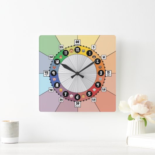 Lehrplan für Kinder (Platz) Quadratische Wanduhr (Zuhause)