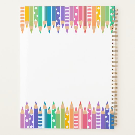 Lehrplan für lustige farbige Stifte und Sterne Planer (Rückseite)