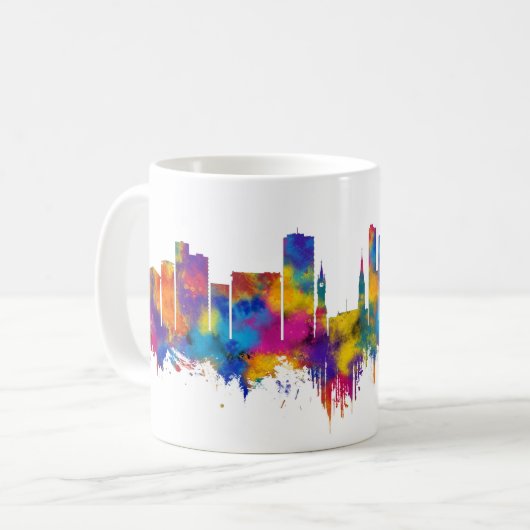 Leicester England Skyline Kaffeetasse (Vorderseite Links)
