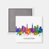 Leicester England Skyline Magnet (Vorderseite/Rückseite)