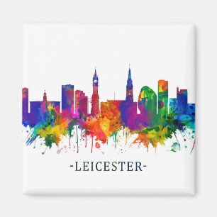 Leicester England Skyline Magnet