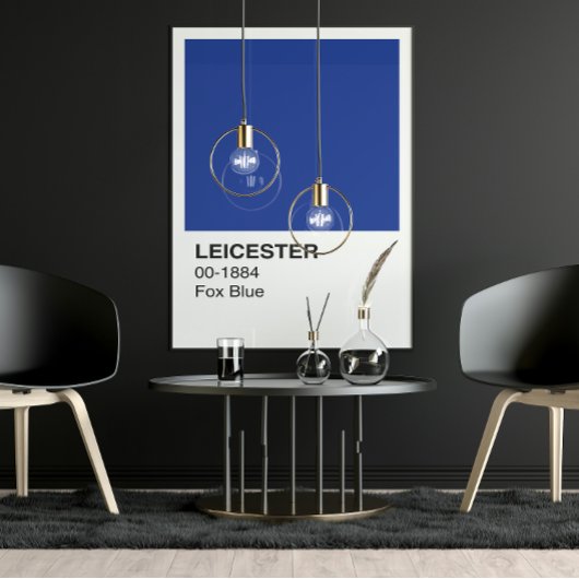 Leicester Fox Blue - White Border Poster