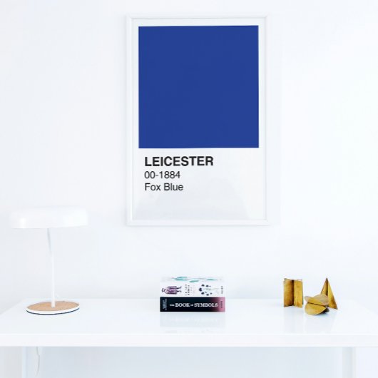 Leicester Fox Blue - White Border Poster
