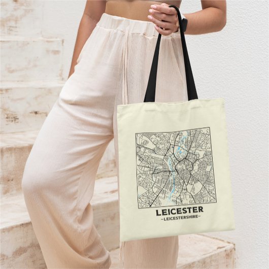 Leicester, Leicestershire City Map Tote Bag Tragetasche