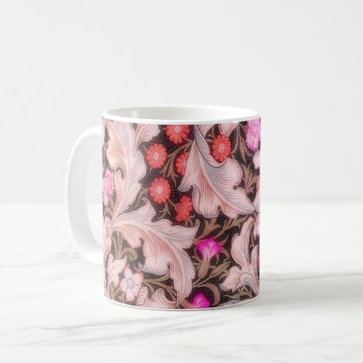 Leicester Pink Floral Muster mit Monogramm Kaffeetasse (Vorderseite Links)