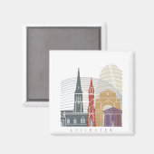 Leicester Skyline-Plakat Magnet (Vorderseite/Rückseite)