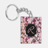 Leicester Vintag floral mit Custom Monogram Schlüsselanhänger (Vorderseite links)