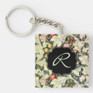 Leicester Vintage Floral mit individuellem Monogra Schlüsselanhänger