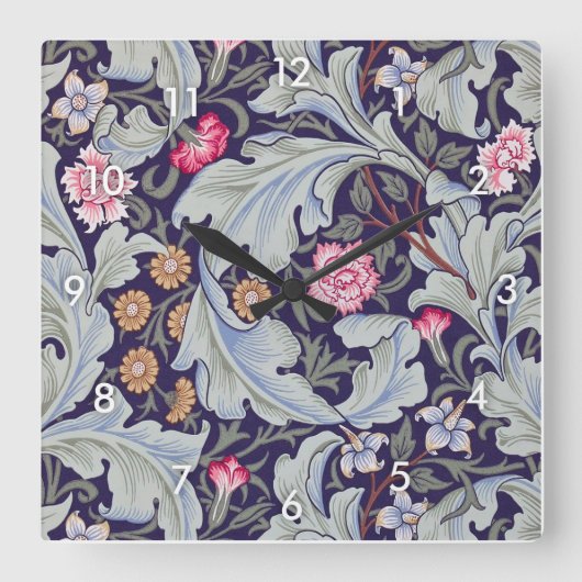 Leicester, William Morris Quadratische Wanduhr (Vorderseite)