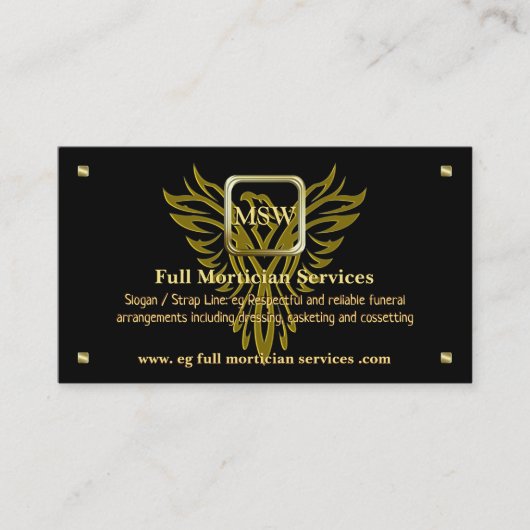 Leichenbestatter-Service, goldenes Quadrat, Visitenkarte (Vorderseite)
