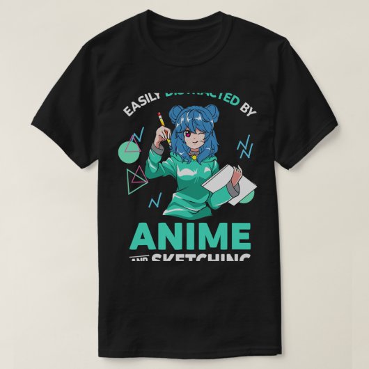 Leicht abgelenkt durch Anime und Sketching Anime G T-Shirt (Design vorne)
