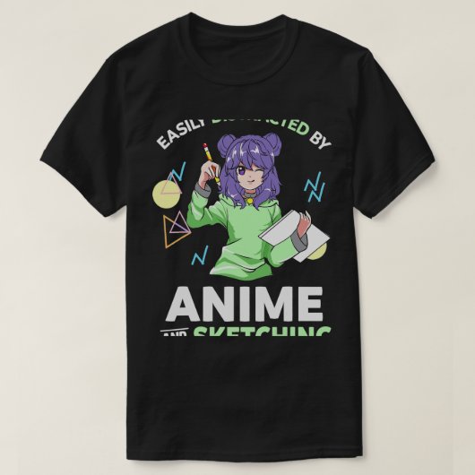 Leicht abgelenkt durch Anime und Sketching Anime T T-Shirt (Design vorne)