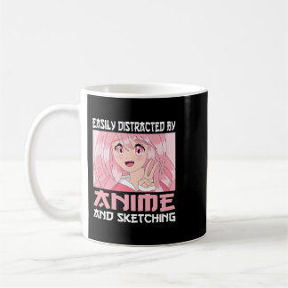 Leicht abgelenkt durch Anime und Sketching Japanis Kaffeetasse
