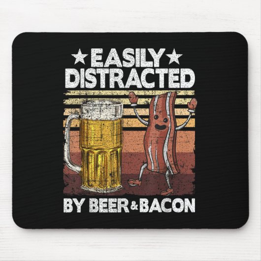 Leicht abgelenkt durch Bier & Amp; Schweinefleisch Mousepad (Vorne)